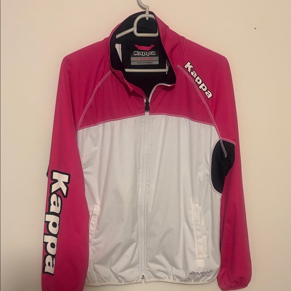 Kappa Jackets & Blazers - KAPPA Pink and White Women’s KOMBAT Track Jacket size Large
